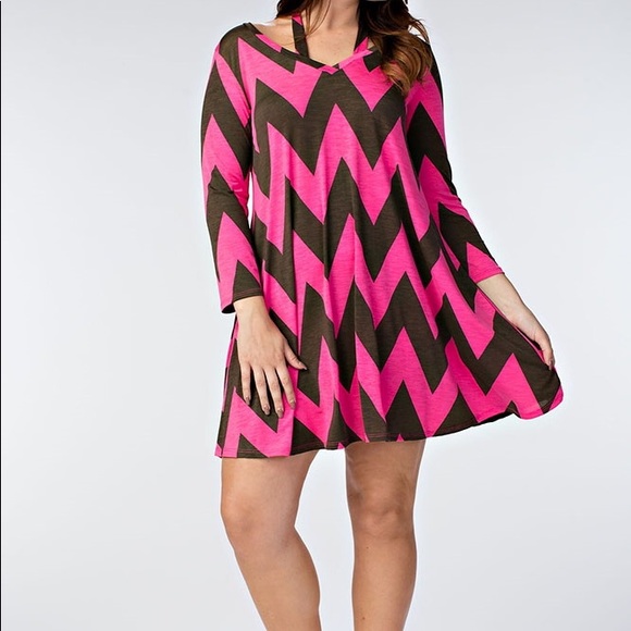 Chevron Plus Size Tunic Dress - Picture 2 of 4